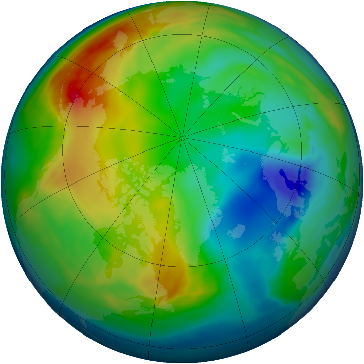 Arctic ozone map for 20 December 2007